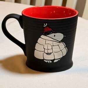 Peanuts Snoopy In Silver Puffer Jacket Black Mug Soft Touch Winter 2025 NEW